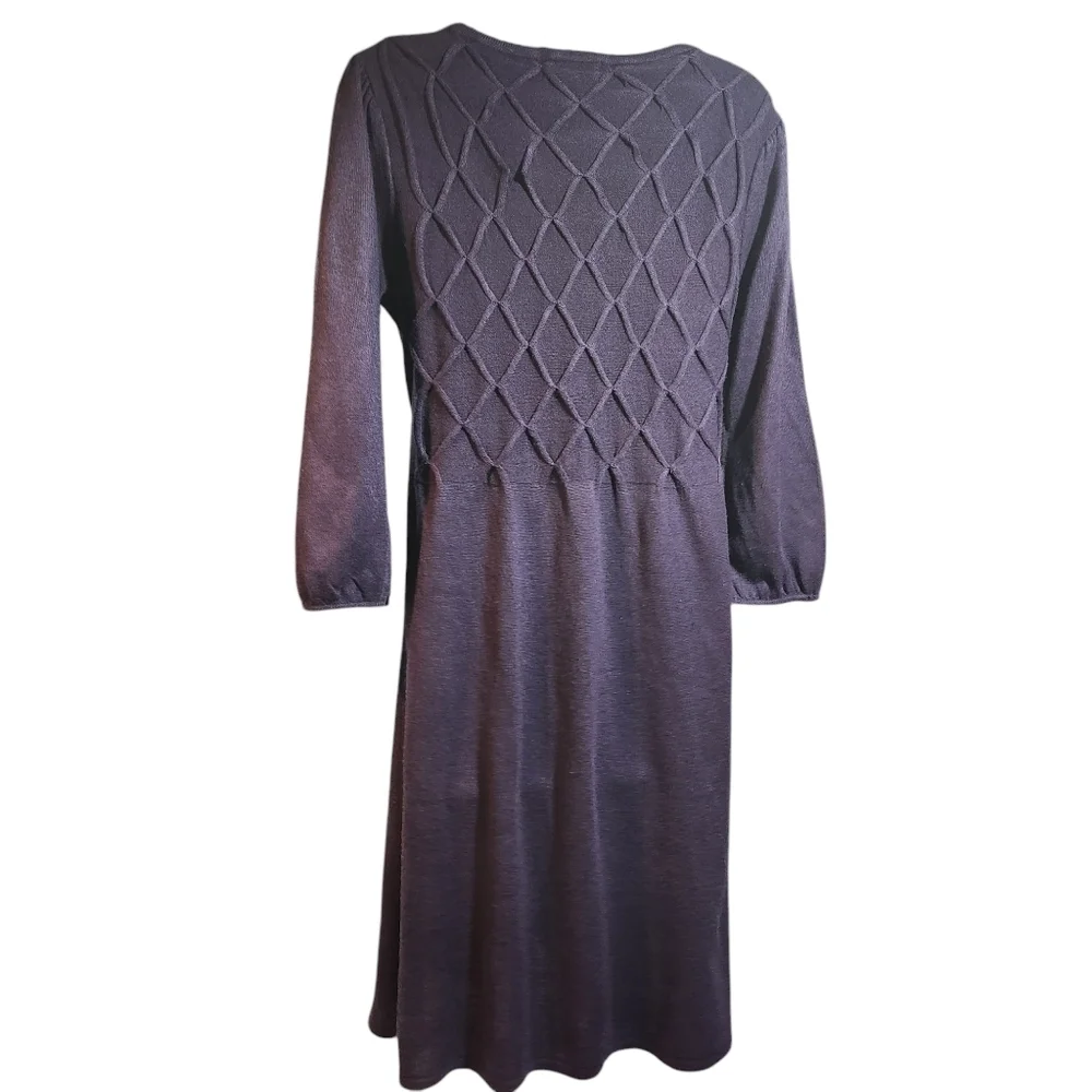 Dressbarn Women's Sweater Dress Purple A-Line Midi ¾ Peasant Sleeve  Size M